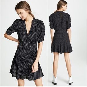 Free People Pippa Black Polka Dot Ruched Dress